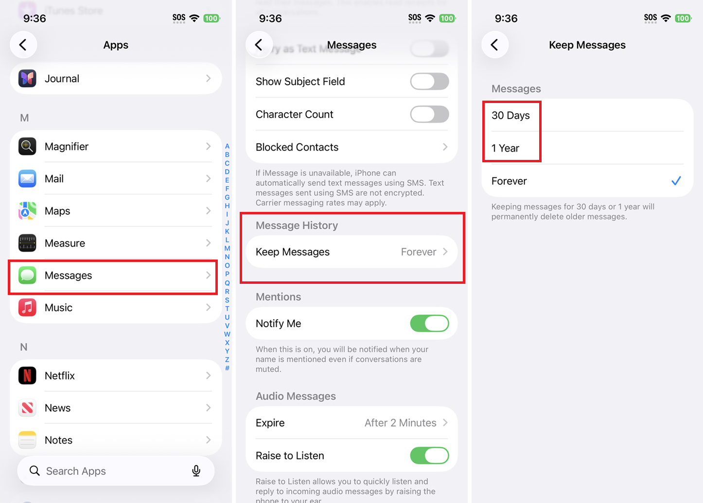 cài đặt tin nhắn của Apple